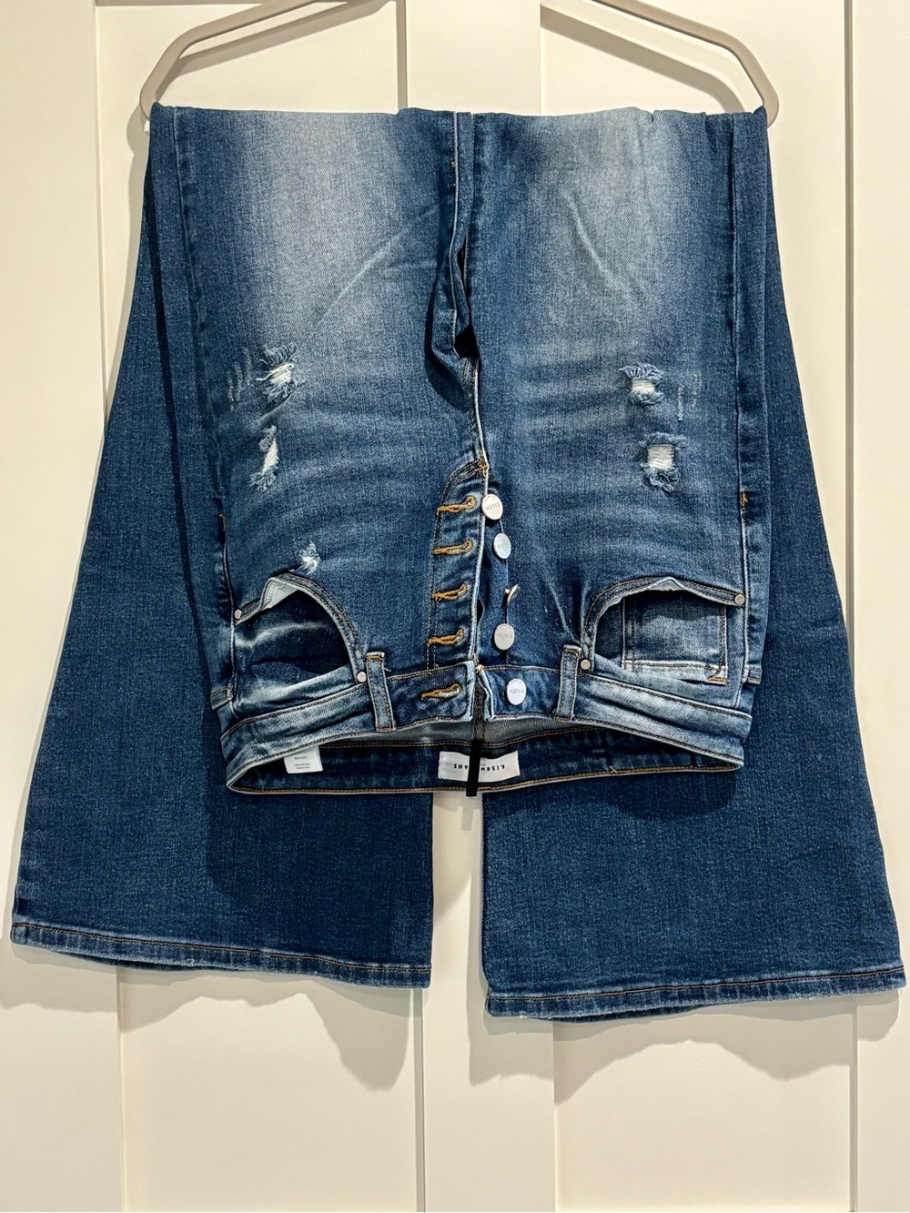 Risen Women’s Distressed Button-Fly Blue Jeans